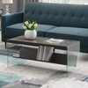 image:imageConvenience Concepts SoHo Glass Coffee Table 40  Modern Living Room Table with Storage Shelf Contemporary Coffee Table for Family Room Weathered WhiteWeathered Gray