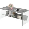 image:imageConvenience Concepts SoHo Glass Coffee Table 40  Modern Living Room Table with Storage Shelf Contemporary Coffee Table for Family Room Weathered WhiteGray Faux MarbleGlass