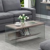 image:imageConvenience Concepts SoHo Glass Coffee Table 40  Modern Living Room Table with Storage Shelf Contemporary Coffee Table for Family Room Weathered WhiteSandstoneGlass