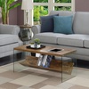 image:imageConvenience Concepts SoHo Glass Coffee Table 40  Modern Living Room Table with Storage Shelf Contemporary Coffee Table for Family Room Weathered WhiteBarnwoodGlass