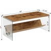 image:imageConvenience Concepts SoHo Glass Coffee Table 40  Modern Living Room Table with Storage Shelf Contemporary Coffee Table for Family Room Weathered WhiteBarnwoodGlass