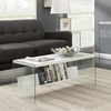 image:imageConvenience Concepts SoHo Glass Coffee Table 40  Modern Living Room Table with Storage Shelf Contemporary Coffee Table for Family Room Weathered WhiteFaux White Marble