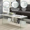 image:imageConvenience Concepts SoHo Glass Coffee Table 40  Modern Living Room Table with Storage Shelf Contemporary Coffee Table for Family Room Weathered WhiteFaux White Marble