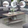 image:imageConvenience Concepts SoHo Glass Coffee Table 40  Modern Living Room Table with Storage Shelf Contemporary Coffee Table for Family Room Weathered WhiteSandstoneGlass