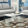 image:imageConvenience Concepts SoHo Glass Coffee Table 40  Modern Living Room Table with Storage Shelf Contemporary Coffee Table for Family Room Weathered WhiteWhite