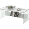 image:imageConvenience Concepts SoHo Glass Coffee Table 40  Modern Living Room Table with Storage Shelf Contemporary Coffee Table for Family Room Weathered WhiteFaux White Marble