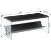 image:imageConvenience Concepts SoHo Glass Coffee Table 40  Modern Living Room Table with Storage Shelf Contemporary Coffee Table for Family Room Weathered WhiteBlackGlass