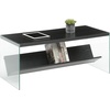 image:imageConvenience Concepts SoHo Glass Coffee Table 40  Modern Living Room Table with Storage Shelf Contemporary Coffee Table for Family Room Weathered WhiteBlackGlass