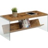 image:imageConvenience Concepts SoHo Glass Coffee Table 40  Modern Living Room Table with Storage Shelf Contemporary Coffee Table for Family Room Weathered WhiteBarnwoodGlass