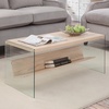 image:imageConvenience Concepts SoHo Glass Coffee Table 40  Modern Living Room Table with Storage Shelf Contemporary Coffee Table for Family Room Weathered WhiteWeathered White