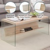 image:imageConvenience Concepts SoHo Glass Coffee Table 40  Modern Living Room Table with Storage Shelf Contemporary Coffee Table for Family Room Weathered WhiteWeathered White