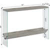 image:imageConvenience Concepts SoHo Glass Console Table 42  Modern Sofa Table with Storage Shelf Narrow Entryway Hall Table for Living Room Display Accent Table Weathered GrayFaux Birch