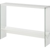 image:imageConvenience Concepts SoHo Glass Console Table 42  Modern Sofa Table with Storage Shelf Narrow Entryway Hall Table for Living Room Display Accent Table WhiteWhite Faux MarbleGlass