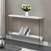image:imageConvenience Concepts SoHo Glass Console Table 42  Modern Sofa Table with Storage Shelf Narrow Entryway Hall Table for Living Room Display Accent Table WhiteWhite Faux MarbleGlass