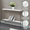 image:imageConvenience Concepts SoHo Glass Console Table 42  Modern Sofa Table with Storage Shelf Narrow Entryway Hall Table for Living Room Display Accent Table WhiteWhite Faux MarbleGlass