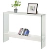 image:imageConvenience Concepts SoHo Glass Console Table 42  Modern Sofa Table with Storage Shelf Narrow Entryway Hall Table for Living Room Display Accent Table WhiteWhite Faux MarbleGlass