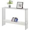 image:imageConvenience Concepts SoHo Glass Console Table 42  Modern Sofa Table with Storage Shelf Narrow Entryway Hall Table for Living Room Display Accent Table WhiteWhiteGlass