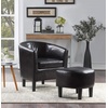 image:imageConvenience Concepts Take a Seat Churchill Accent Chair with Ottoman Dark Gray MicrofiberBlack Faux Leather