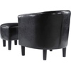image:imageConvenience Concepts Take a Seat Churchill Accent Chair with Ottoman Dark Gray MicrofiberBlack Faux Leather