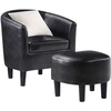 image:imageConvenience Concepts Take a Seat Churchill Accent Chair with Ottoman Dark Gray MicrofiberBlack Faux Leather