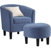 image:imageConvenience Concepts Take a Seat Churchill Accent Chair with Ottoman Dark Gray MicrofiberBlue Fabric