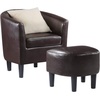 image:imageConvenience Concepts Take a Seat Churchill Accent Chair with Ottoman Dark Gray MicrofiberEspresso Faux Leather