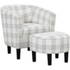 image:imageConvenience Concepts Take a Seat Churchill Accent Chair with Ottoman Set 2625  Modern Classic MidBack Barrel Accent Chair with UShaped Ottoman for Living Room Bedroom Office Botanical PrintGray Plaid