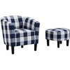 image:imageConvenience Concepts Take a Seat Churchill Accent Chair with Ottoman Set 2625  Modern Classic MidBack Barrel Accent Chair with UShaped Ottoman for Living Room Bedroom Office Botanical PrintBlue Gingham