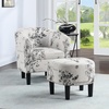 image:imageConvenience Concepts Take a Seat Churchill Accent Chair with Ottoman Set 2625  Modern Classic MidBack Barrel Accent Chair with UShaped Ottoman for Living Room Bedroom Office Botanical PrintBotanical Print