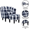 image:imageConvenience Concepts Take a Seat Churchill Accent Chair with Ottoman Set 2625  Modern Classic MidBack Barrel Accent Chair with UShaped Ottoman for Living Room Bedroom Office Botanical PrintBlue Gingham