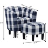 image:imageConvenience Concepts Take a Seat Churchill Accent Chair with Ottoman Set 2625  Modern Classic MidBack Barrel Accent Chair with UShaped Ottoman for Living Room Bedroom Office Botanical PrintBlue Gingham