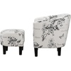 image:imageConvenience Concepts Take a Seat Churchill Accent Chair with Ottoman Set 2625  Modern Classic MidBack Barrel Accent Chair with UShaped Ottoman for Living Room Bedroom Office Botanical PrintBotanical Print