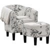 image:imageConvenience Concepts Take a Seat Churchill Accent Chair with Ottoman Set 2625  Modern Classic MidBack Barrel Accent Chair with UShaped Ottoman for Living Room Bedroom Office Botanical PrintBotanical Print