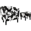 image:imageConvenience Concepts Take a Seat Churchill Accent Chair with Ottoman Set 2625  Modern Classic MidBack Barrel Accent Chair with UShaped Ottoman for Living Room Bedroom Office Botanical PrintBlack Cow Print