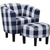 image:imageConvenience Concepts Take a Seat Churchill Accent Chair with Ottoman Set 2625  Modern Classic MidBack Barrel Accent Chair with UShaped Ottoman for Living Room Bedroom Office Botanical PrintBlue Gingham