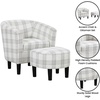 image:imageConvenience Concepts Take a Seat Churchill Accent Chair with Ottoman Set 2625  Modern Classic MidBack Barrel Accent Chair with UShaped Ottoman for Living Room Bedroom Office Botanical PrintGray Plaid