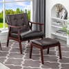 image:imageConvenience Concepts Take a Seat Natalie Accent Armchair and Ottoman Set 275  MidCentury Modern Lounge Chair with Foot Stool Set for Living Room Bedroom Espresso Faux Leather