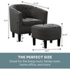 image:imageConvenience Concepts Take a Seat Roosevelt Accent Chair with Ottoman Set 2775  Modern MidBack Barrel Accent Chair with UShaped Ottoman for Living Room Bedroom Office Dark Gray Microfiber
