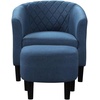 image:imageConvenience Concepts Take a Seat Roosevelt Accent Chair with Ottoman Set 2775  Modern MidBack Barrel Accent Chair with UShaped Ottoman for Living Room Bedroom Office Blue Fabric