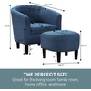 image:imageConvenience Concepts Take a Seat Roosevelt Accent Chair with Ottoman Set 2775  Modern MidBack Barrel Accent Chair with UShaped Ottoman for Living Room Bedroom Office Blue Fabric