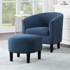 image:imageConvenience Concepts Take a Seat Roosevelt Accent Chair with Ottoman Set 2775  Modern MidBack Barrel Accent Chair with UShaped Ottoman for Living Room Bedroom Office Blue Fabric