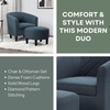 image:imageConvenience Concepts Take a Seat Roosevelt Accent Chair with Ottoman Set 2775  Modern MidBack Barrel Accent Chair with UShaped Ottoman for Living Room Bedroom Office Blue Fabric