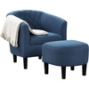 image:imageConvenience Concepts Take a Seat Roosevelt Accent Chair with Ottoman Set 2775  Modern MidBack Barrel Accent Chair with UShaped Ottoman for Living Room Bedroom Office Blue Fabric