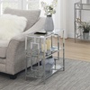 image:imageConvenience Concepts Town Square Chairside Table 12  Modern 3Tier Tempered Glass Living Room Side Table with Storage Shelves Contemporary Family Room End Table Glass Chrome
