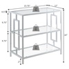 image:imageConvenience Concepts Town Square Chairside Table 12  Modern 3Tier Tempered Glass Living Room Side Table with Storage Shelves Contemporary Family Room End Table Glass Chrome