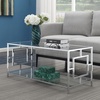 image:imageConvenience Concepts Town Square Chrome Coffee Table 42  Contemporary Modern Living Room Table with Storage Shelf for Living Room GlassChromeGlassChrome