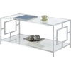 image:imageConvenience Concepts Town Square Chrome Coffee Table 42  Contemporary Modern Living Room Table with Storage Shelf for Living Room GlassChromeGlassChrome