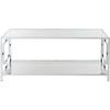 image:imageConvenience Concepts Town Square Chrome Coffee Table 42  Contemporary Modern Living Room Table with Storage Shelf for Living Room GlassChromeGlassChrome