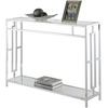 image:imageConvenience Concepts Town Square Chrome Console Table 42  Contemporary Modern Sofa Table with Storage Shelf Narrow Entryway Hall Table for Living Room Bedroom Bathroom GlassChromeGlassChrome
