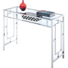 image:imageConvenience Concepts Town Square Chrome Desk 42  Contemporary Modern Office Den Desk with Shelf Console Table and Glam Vanity GlassChromeDesk